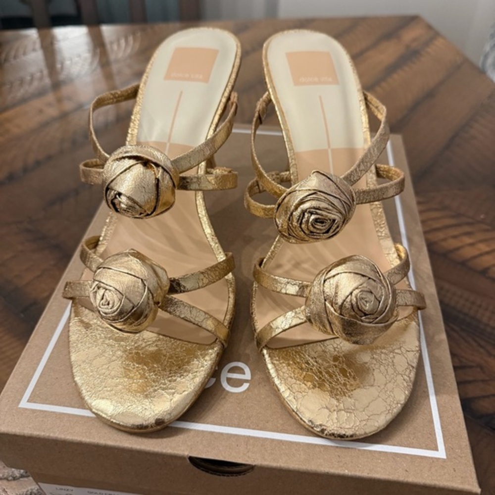 NEW DOLCE VITA Women's Linzy Crackled Leather Gold - Size 10